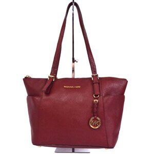 Michael Kors Large Burgundy Cross Grain Leather Tote Bag Fair/Good Condition